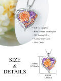 wholesale 925 Sterling Silver Purple Crystal Rose Heart Pendant Necklace for Daughters' Gifts on Valentine's Day and Birthdays-0-1