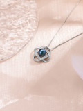 wholesale 925 Sterling Silver Blue Freshwater Pearl Infinity Love Knot Pendant Necklace for Women Valentines Gift-0-4