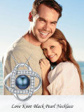 wholesale 925 Sterling Silver Blue Freshwater Pearl Infinity Love Knot Pendant Necklace for Women Valentines Gift-0-5
