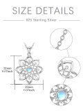 wholesale 925 Sterling Silver Flower Shape Blue Moonstone & White Topaz Gemstones Pendants Necklaces for Women s 48cm Chain Length-0-1