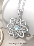 wholesale 925 Sterling Silver Flower Shape Blue Moonstone & White Topaz Gemstones Pendants Necklaces for Women s 48cm Chain Length-0-2