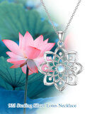 wholesale 925 Sterling Silver Flower Shape Blue Moonstone & White Topaz Gemstones Pendants Necklaces for Women s 48cm Chain Length-0-3