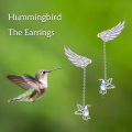 wholesale 925 Sterling Silver Hummingbird & Wing Drop Earrings with Moonstone Crystals for Women-0-2
