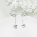 wholesale 925 Sterling Silver Hummingbird & Wing Drop Earrings with Moonstone Crystals for Women-0-5