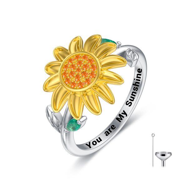 Sterling Silver Sunflower Urn Ring-0