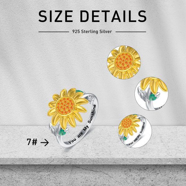 Sterling Silver Sunflower Urn Ring-3