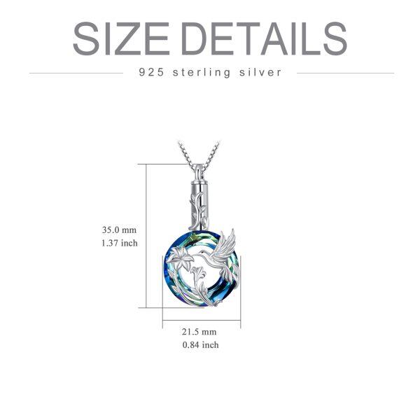 Sterling Silver Hummingbird Crystal Urn Necklace-2