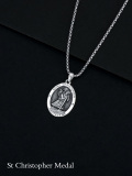 wholesale 925 Sterling Silver Saint Christopher Protect Me Medal Pendant Necklace for Men & Women-0-4