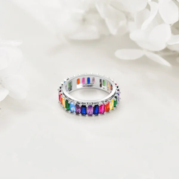 Sterling Silver Rainbow Anxiety Spinner Rings-3