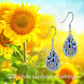wholesale 925 Sterling Silver Blue Abalone Shell Flower Drop Earrings with Leaf and Sunflower Design-0-4