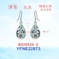 wholesale 925 Sterling Silver Blue Abalone Shell Flower Drop Earrings with Leaf and Sunflower Design-0-6