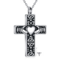 wholesale 925 Sterling Silver Celtic Knot Heart Hands Urn Keepsake Ashes Holder Memorial Cross Pendant Necklace for Women Men Gifts 36 Chain-0-0