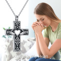 wholesale 925 Sterling Silver Celtic Knot Heart Hands Urn Keepsake Ashes Holder Memorial Cross Pendant Necklace for Women Men Gifts 36 Chain-0-4