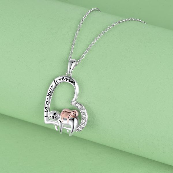 Sterling Silver Sloth Pendant Necklaces for Mom-3