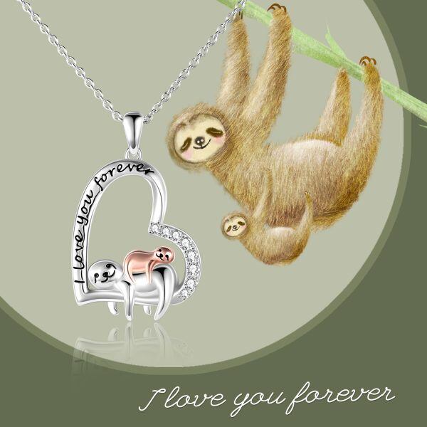 Sterling Silver Sloth Pendant Necklaces for Mom-5