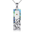 wholesale 925 Sterling Silver Blue Abalone Shell Mountain Pendant with Yellow Gold Dot for Women's s-0-0