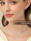 wholesale 925 Sterling Silver Compass Star Pendant Necklace for Women Girls  48cm Chain Length-0-2