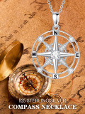 wholesale 925 Sterling Silver Compass Star Pendant Necklace for Women Girls  48cm Chain Length-0-5