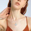 wholesale 925 Sterling Silver Blue Moonstone Lotus Pendant Necklaces for Women-0-2