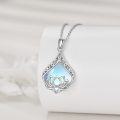 wholesale 925 Sterling Silver Blue Moonstone Lotus Pendant Necklaces for Women-0-3