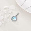 wholesale 925 Sterling Silver Blue Moonstone Lotus Pendant Necklaces for Women-0-4