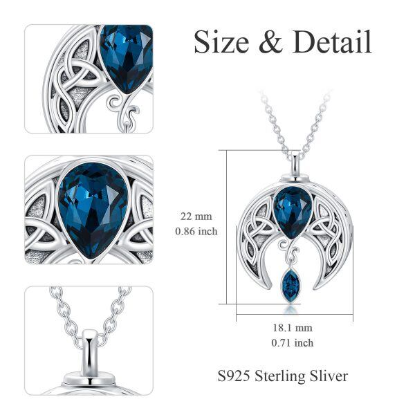 Sterling Silver Celtic Moon Urn Necklaces with Crystal-2