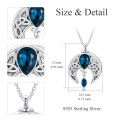wholesale 925 Sterling Silver Blue Crystal Celtic Moon Goddess Pendant Necklace Gift for Women-0-2