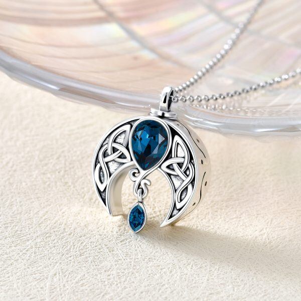 Sterling Silver Celtic Moon Urn Necklaces with Crystal-3