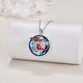 wholesale 925 Sterling Silver Metal Crystal Cardinal Pendant Necklace for Women and Girls - Red Bird -0-3
