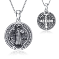 wholesale 925 Sterling Silver St. Benedict Medal Protection Pendant with Box Chain - Religious  for Women and Men-0-0