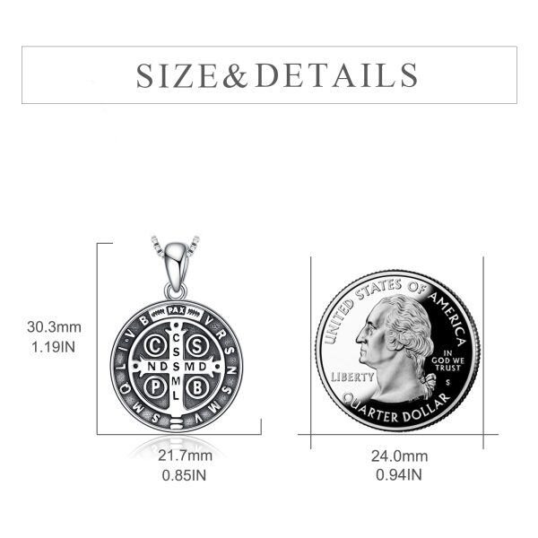 Sterling Silver Saint Benedict Medals Pendant Necklaces-1