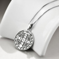 wholesale 925 Sterling Silver St. Benedict Medal Protection Pendant with Box Chain - Religious  for Women and Men-0-5