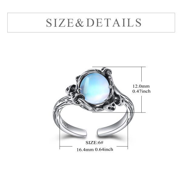 Sterling Silver Moonstone Oxidized Mushroom Adjustable Ring-1