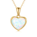 wholesale 14K Gold Opal Heart Pendant Necklace for Women Minimalist Jewelry-0-0