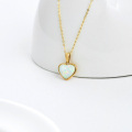 wholesale 14K Gold Opal Heart Pendant Necklace for Women Minimalist Jewelry-0-3