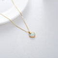 wholesale 14K Gold Opal Heart Pendant Necklace for Women Minimalist Jewelry-0-4