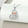 wholesale 925 Sterling Silver Sunflower Stone Heart-Shaped Hedgehog Pendant Necklace for Women's s-0-3