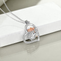 wholesale 925 Sterling Silver Sunflower Stone Heart-Shaped Hedgehog Pendant Necklace for Women's s-0-4
