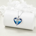 wholesale 925 Sterling Silver Heart-Shaped Caduceus Angel Nurse Pendant Necklace with Blue Crystal and CZ Stones-0-3
