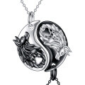 wholesale 925 Sterling Silver Yin Yang Wolf Head Pendant Necklace Set of 2 Gifts for Men & Women-0-0