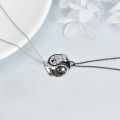wholesale 925 Sterling Silver Yin Yang Wolf Head Pendant Necklace Set of 2 Gifts for Men & Women-0-3