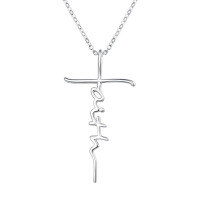 wholesale 925 Sterling Silver Faith Cross Pendant Necklace for Women- Rhodium Plated