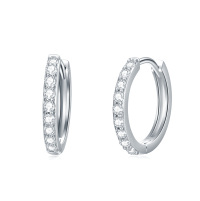 wholesale 925 Sterling Silver Lab-Grown Cubic Zirconia 0.46ct Huggie Hoop Earrings (Valentine's Day)- Rhodium Plated