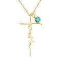 wholesale Gold-Plated 925 Sterling Silver Faith Cross Pendant with Blue Topaz Gemstone Christmas Jewelry for Women-0-0