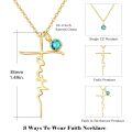 wholesale Gold-Plated 925 Sterling Silver Faith Cross Pendant with Blue Topaz Gemstone Christmas Jewelry for Women-0-1