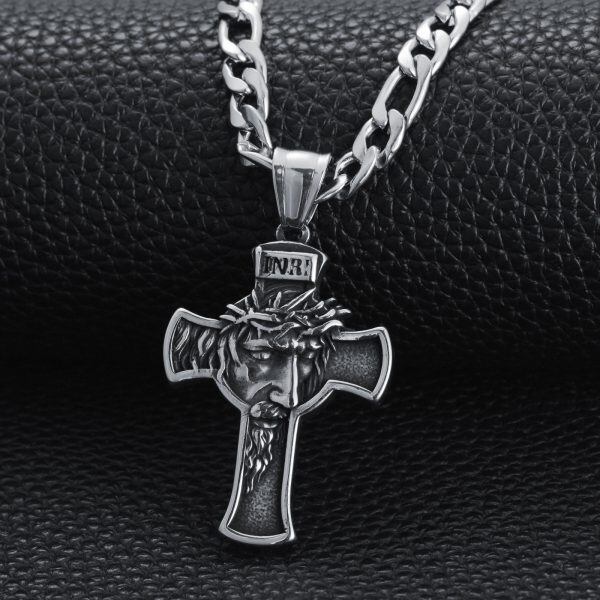 Sterling Silver Swordgod Jesus Cross Pendant Necklaces with Stainless Steel Chain-3