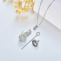 wholesale 925 Sterling Silver Crystal Hummingbird Urn Pendant Necklace for Violet Flower Ashes with Glass Heart Cremation Jewelry for Women and Girls-0-5