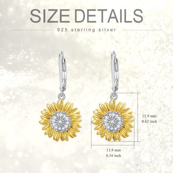 Sterling Silver Sunflower Dangle Earrings-1