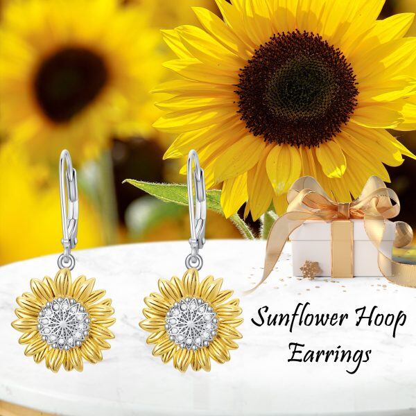 Sterling Silver Sunflower Dangle Earrings-5