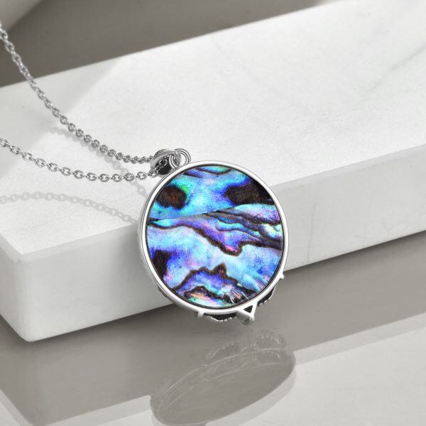 Sterling Silver Mermaid Turtl Pendant Necklace with Abalone Shell-4